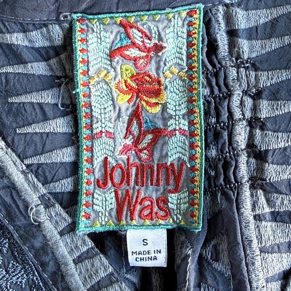 Johnny Was Shirt Womens Small Blue Geometric Embroidered Boho Long Sleeve Tunic - Picture 5 of 8